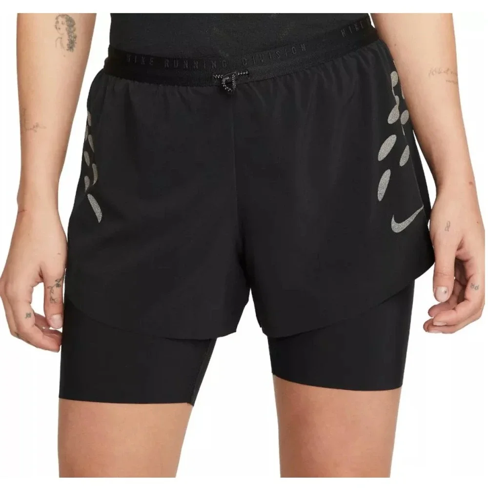 Nike Womens Dri-Fit Run Division 2in1 Running Shorts Black DM7745-010 Small